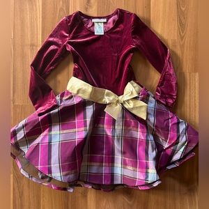 Bonnie Jean velvet plaid dress size 5 big girl like new NWOT